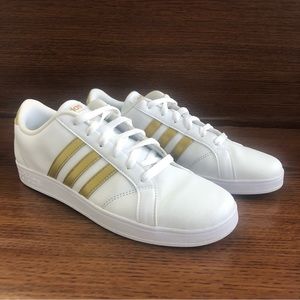 ADIDAS NEO Men’s White/Gold Leather Sneakers Size 6